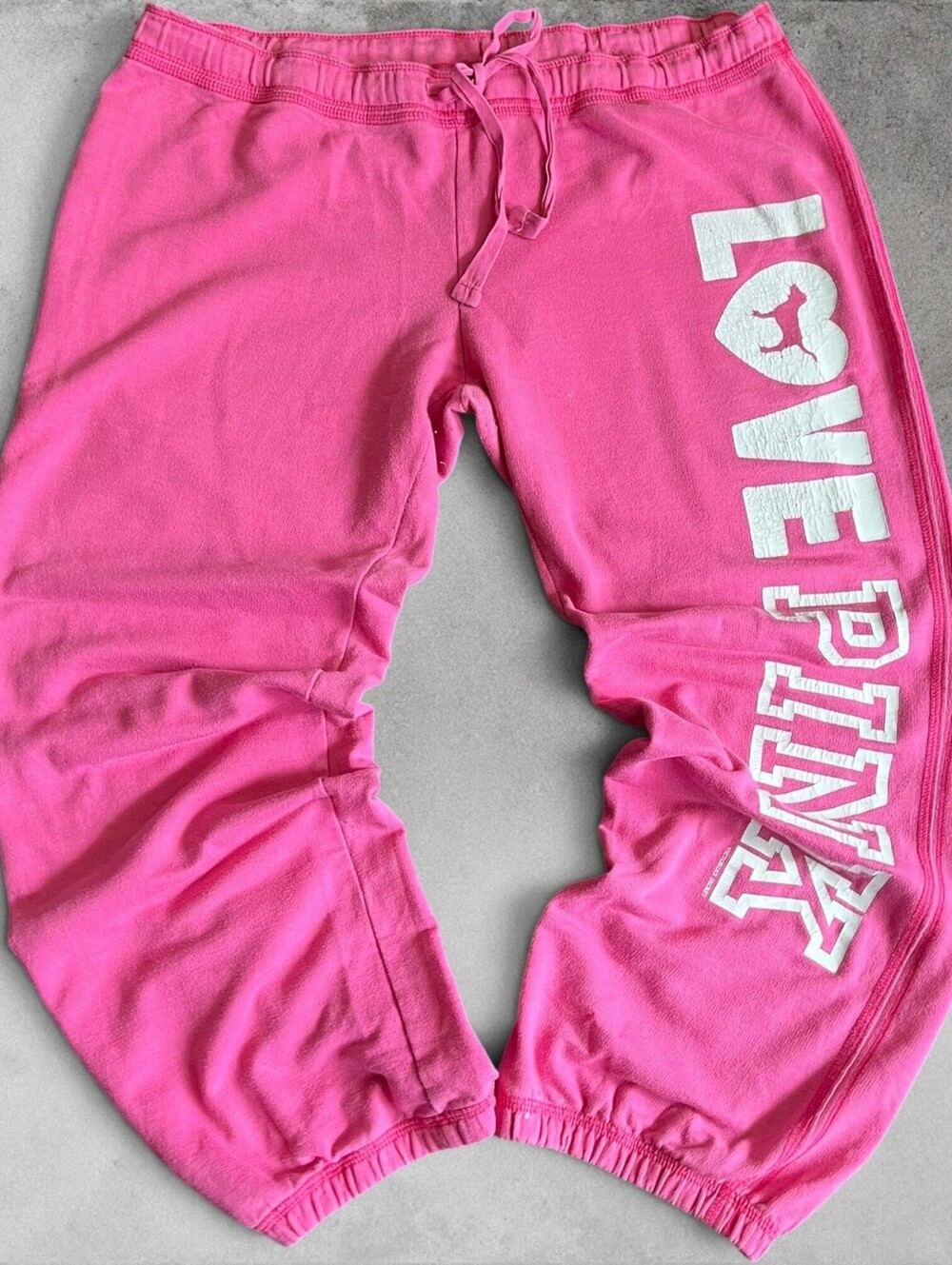 Y2K Pink by Victoria Secret Joggers Spellout Graphic Sweatpants Medium 2000s